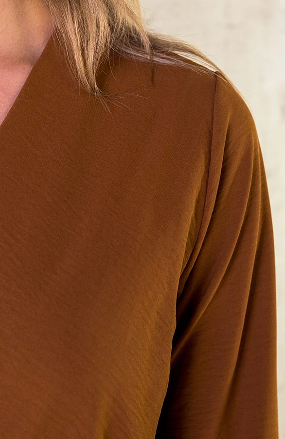 Jurk Met Overslag Cognac – shoparchief, foto 5