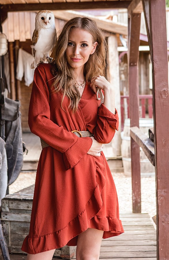 Jurk Met Overslag Terracotta – shoparchief, foto 7
