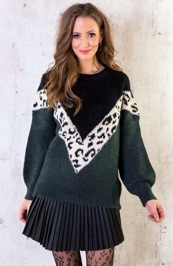 Oversized Trui Panter Groen – shoparchief, foto 2