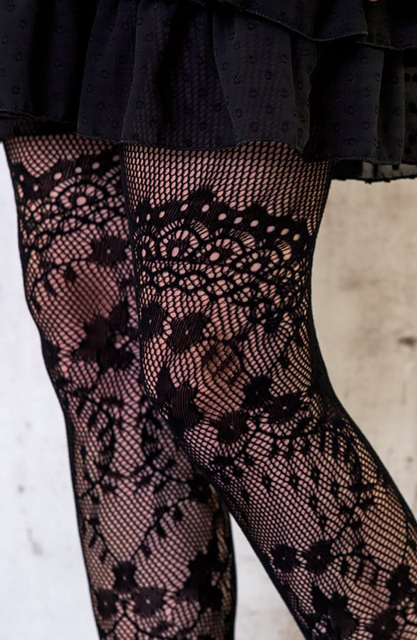 Bloemen Panty Zwart – shoparchief, foto 3