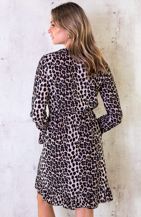 Jurk Met Overslag Panter Beige – shoparchief, foto 3