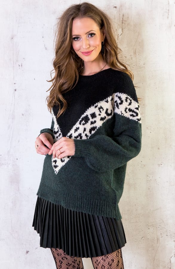 Oversized Trui Panter Groen – shoparchief, foto 3