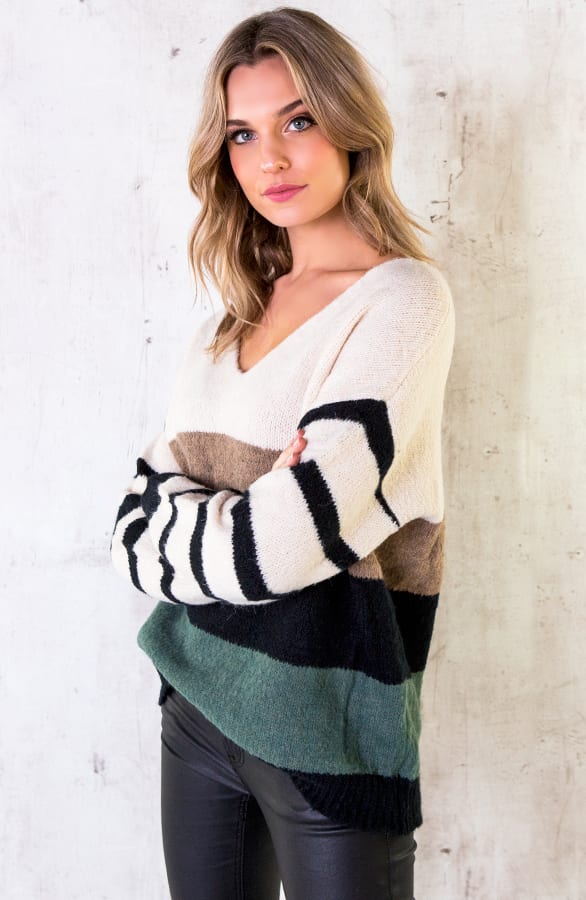 Strepen Trui Oversized Creme – shoparchief, foto 3