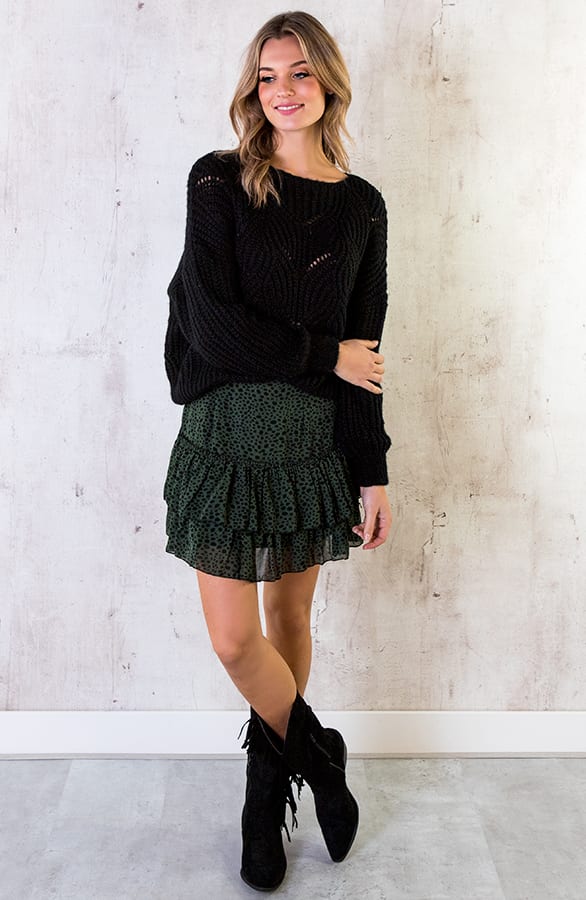 Limited Cheetah Laagjes Rok Legergroen – shoparchief, foto 4
