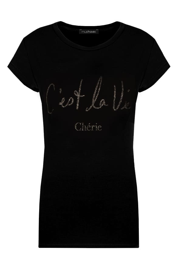 C'est La Vie It shirt Zwart Zilver – shoparchief, foto 1