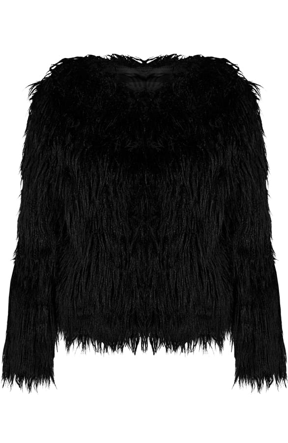Fake fur Jas Exclusive Zwart – shoparchief, foto 1