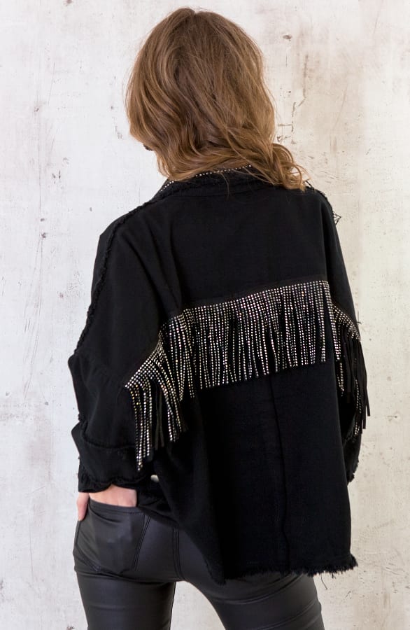 Fringe Jacket Oversized Zwart – shoparchief, foto 3