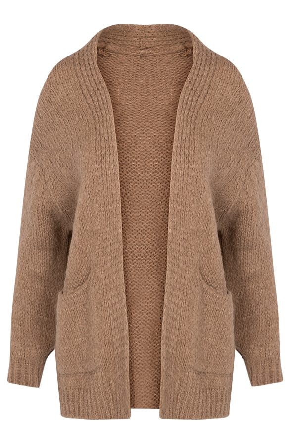 Gebreid Oversized Vest Camel – shoparchief, foto 1