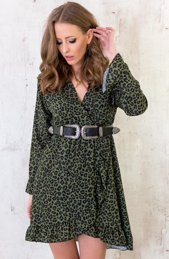 Jurk Met Overslag Panter Groen – shoparchief, foto 3