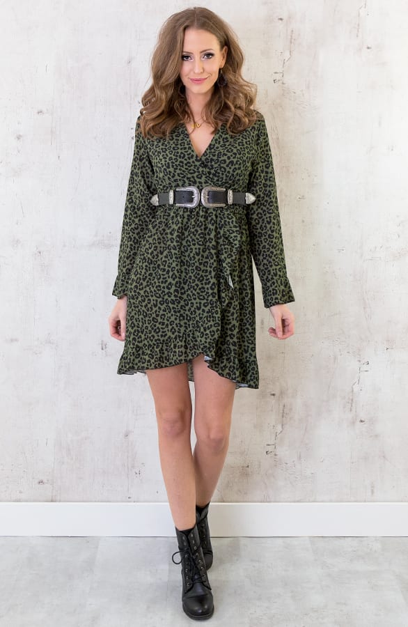 Jurk Met Overslag Panter Groen – shoparchief, foto 4