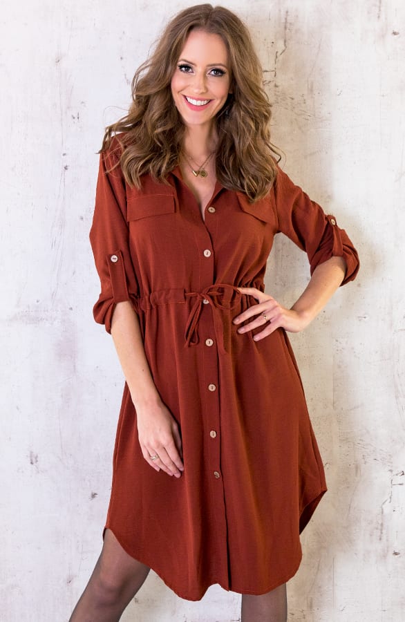Knopen Jurk Terracotta – shoparchief, foto 2