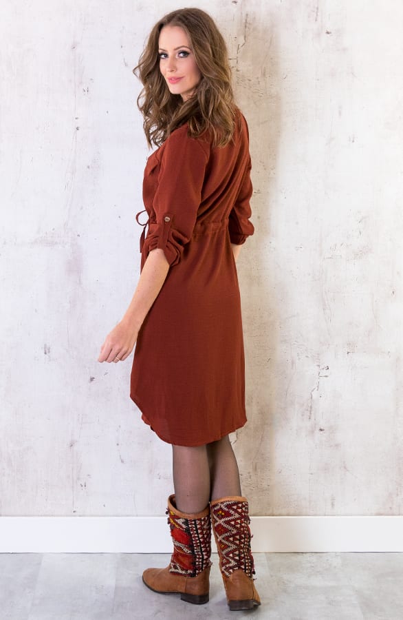 Knopen Jurk Terracotta – shoparchief, foto 4