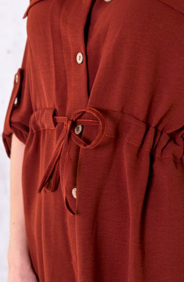 Knopen Jurk Terracotta – shoparchief, foto 5