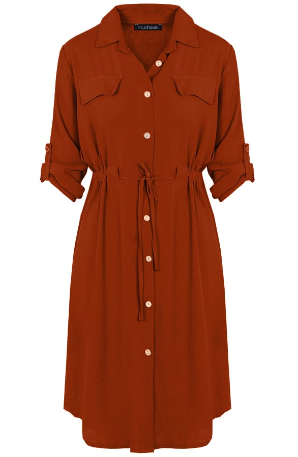 Knopen Jurk Terracotta – shoparchief, foto 1