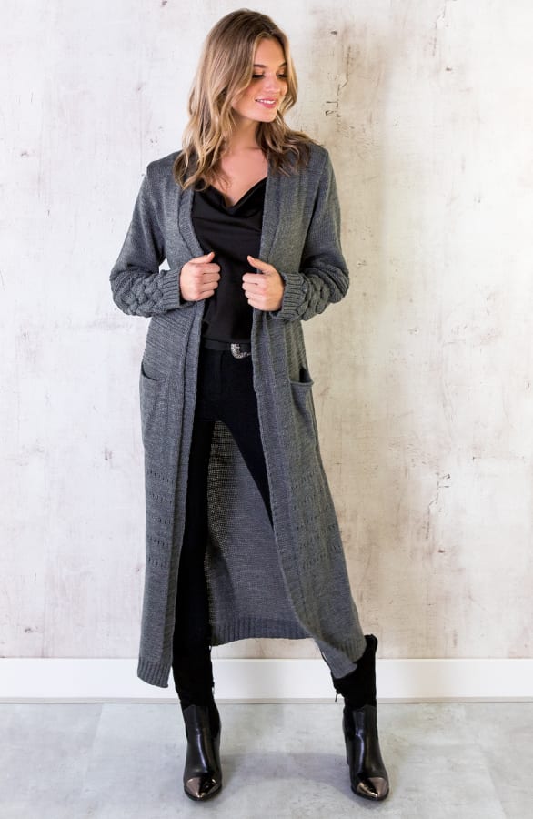 Lang Vest Gebreid Grijs – shoparchief, foto 4