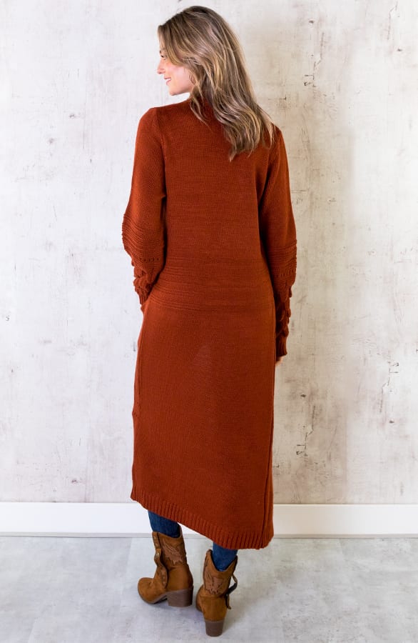 Lang Vest Gebreid Terracotta – shoparchief, foto 3