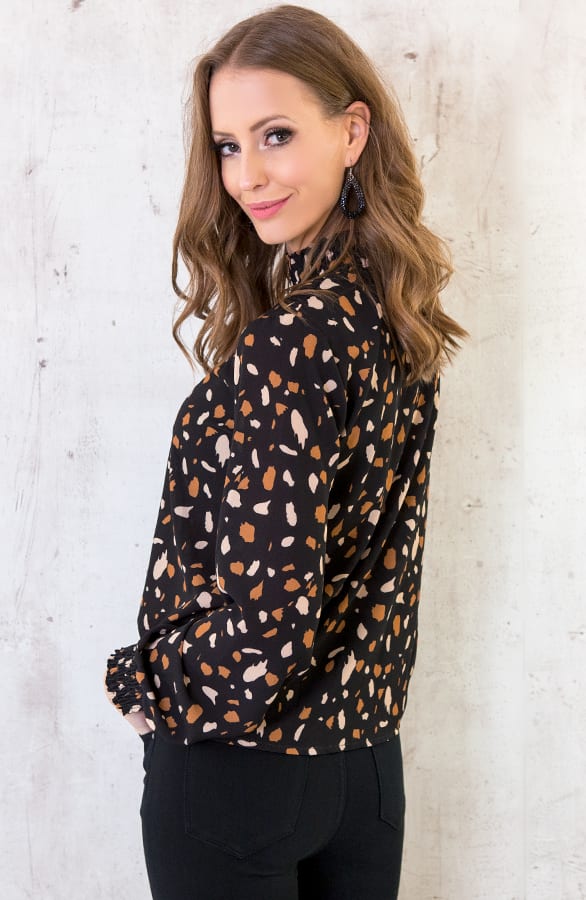 Luxury Dot Col Blouse Zwart – shoparchief, foto 3
