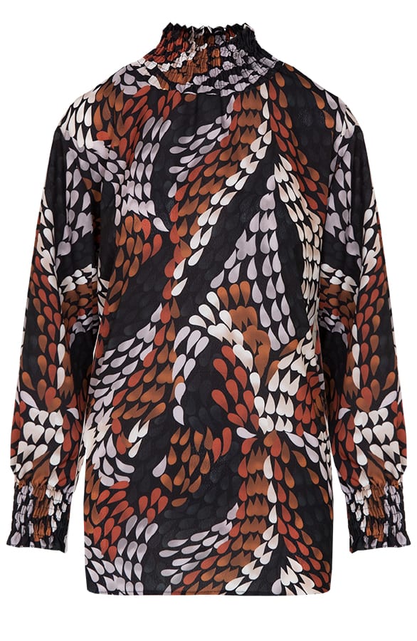 Oversized Col Blouse Print Cognac – shoparchief, foto 1