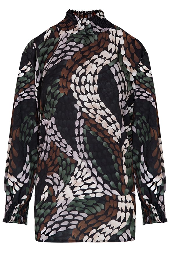 Oversized Col Blouse Print Groen – shoparchief, foto 1