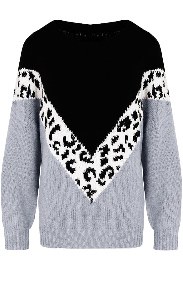 Oversized Trui Panter Grijs – shoparchief, foto 1