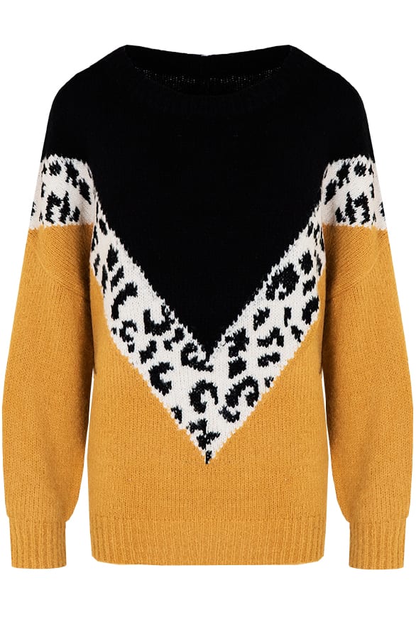Oversized Trui Panter Okergeel – shoparchief, foto 1