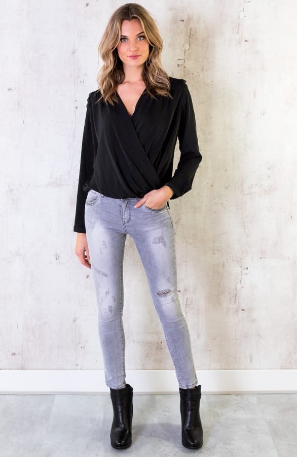 Overslag Blouse Zwart – shoparchief, foto 2