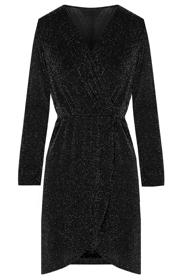 Overslag Glitter Jurk Zilver – shoparchief, foto 1