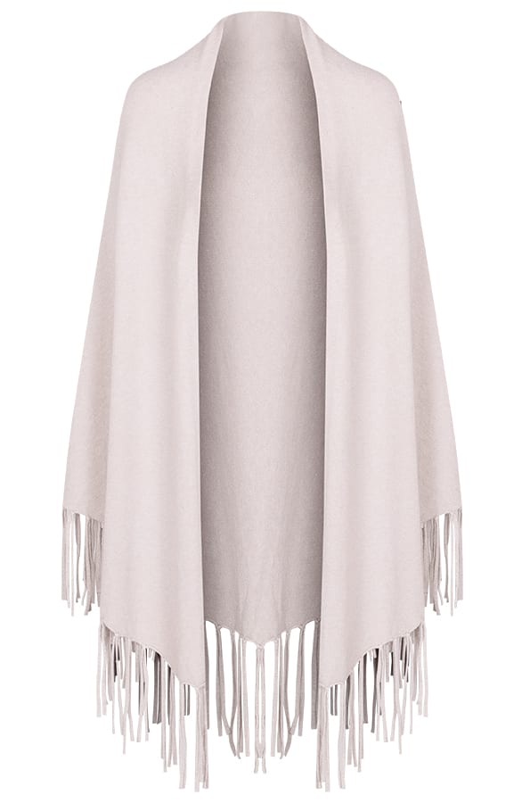 Poncho Sjaal Fringe Creme – shoparchief, foto 1