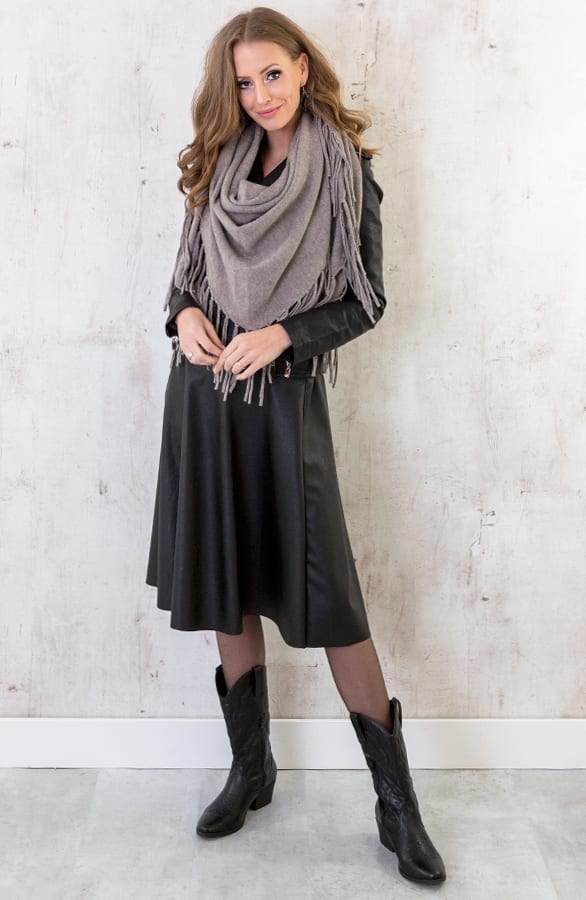 Poncho Sjaal Fringe Taupe – shoparchief, foto 2