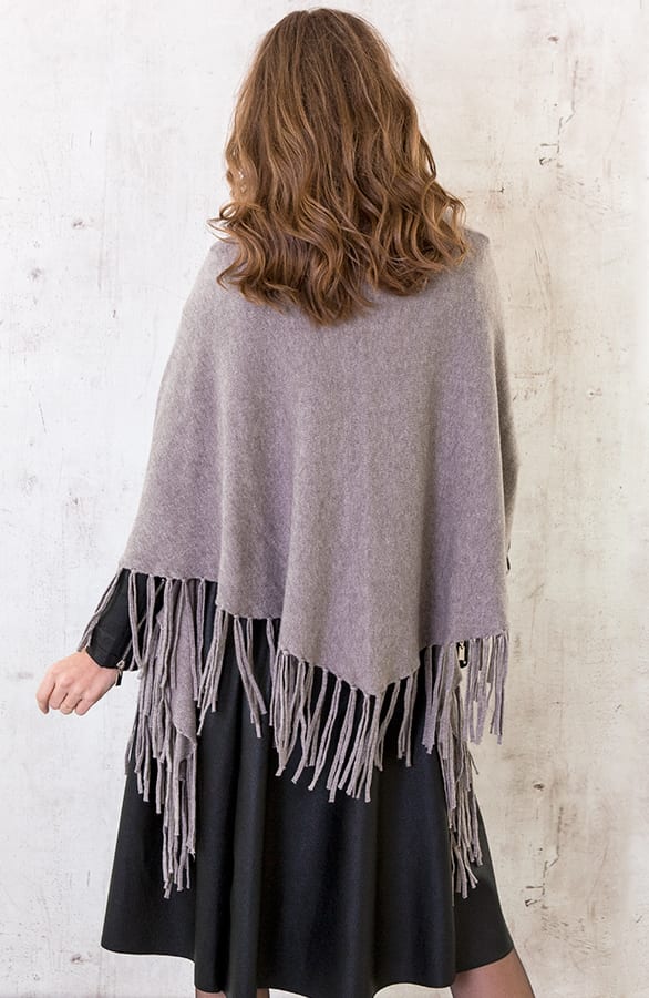 Poncho Sjaal Fringe Taupe – shoparchief, foto 4