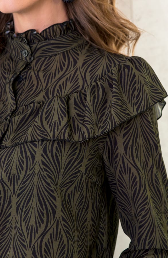 Ruffle Wild Blouse Army – shoparchief, foto 5