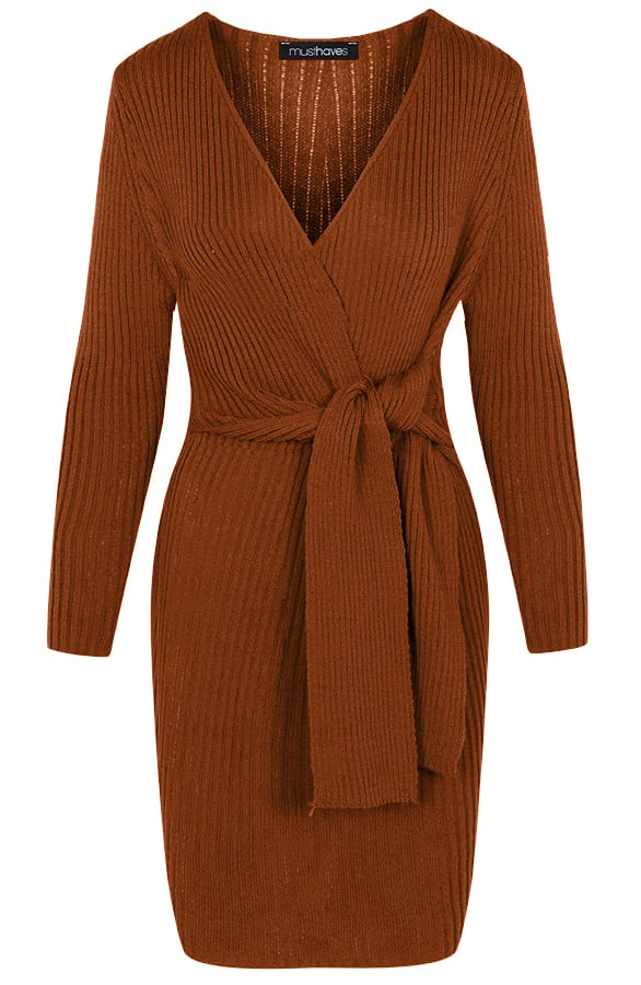 Strikjurk Gebreid Cognac – shoparchief, foto 1