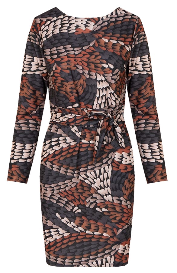 Strikjurk Met Print Cognac – shoparchief, foto 1