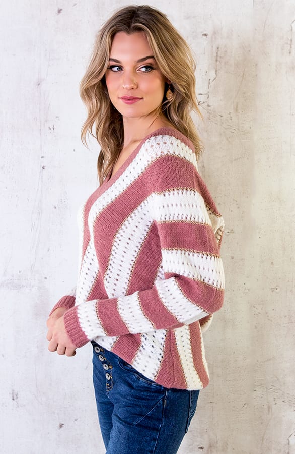Trui Gebreid V Oud Roze – shoparchief, foto 5