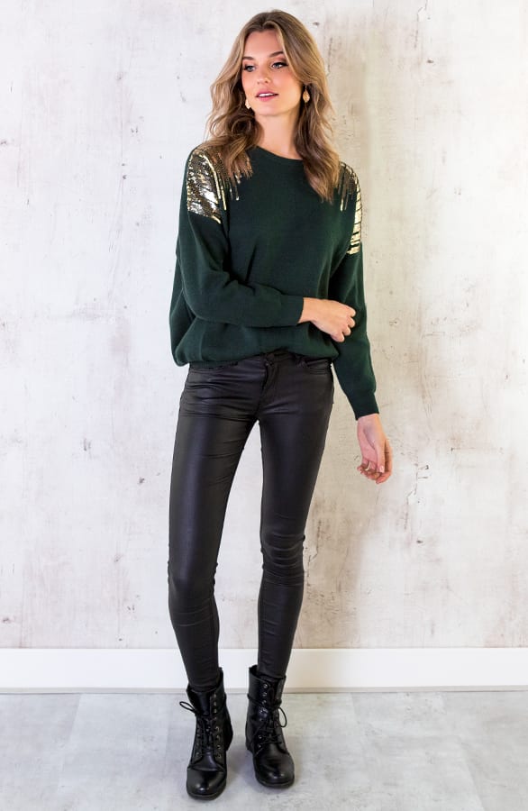 Trui Met Pailletten Smaragdgroen – shoparchief, foto 6