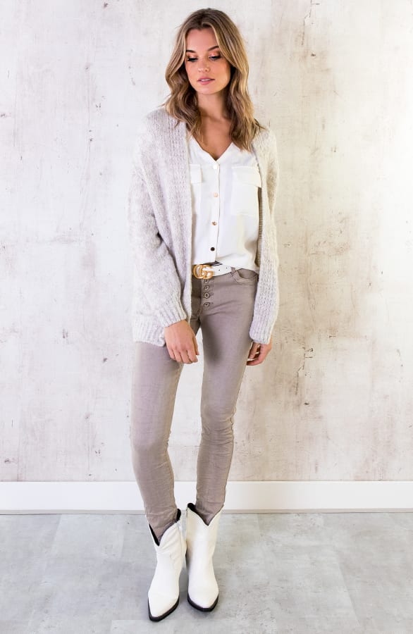 Gebreid Oversized Vest Creme – shoparchief, foto 2