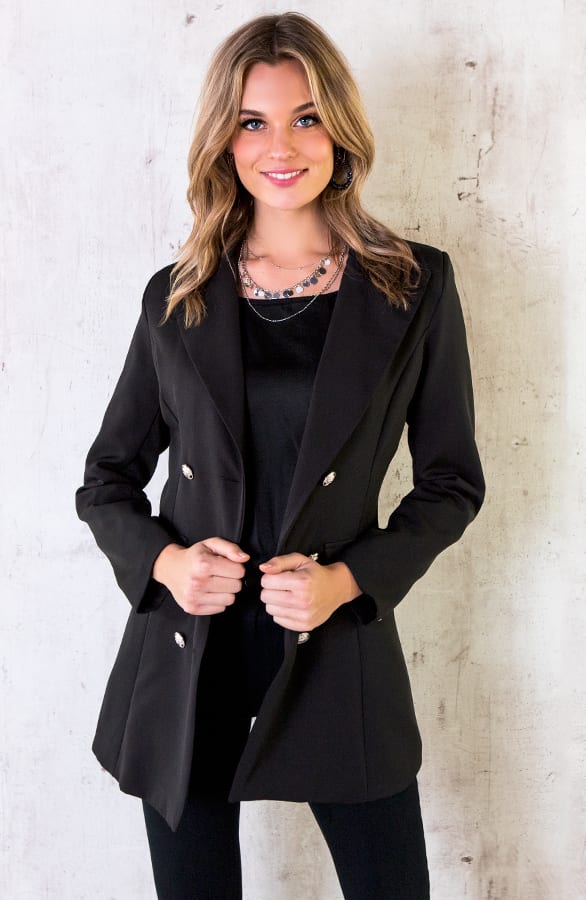 Button Blazer Dames Zwart – shoparchief, foto 6