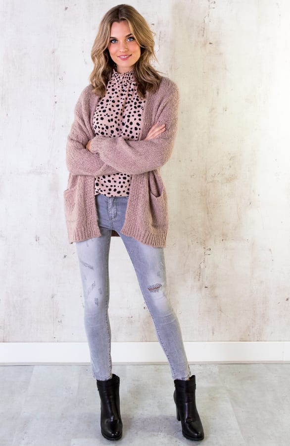 Gebreid Oversized Vest Roze – shoparchief, foto 4