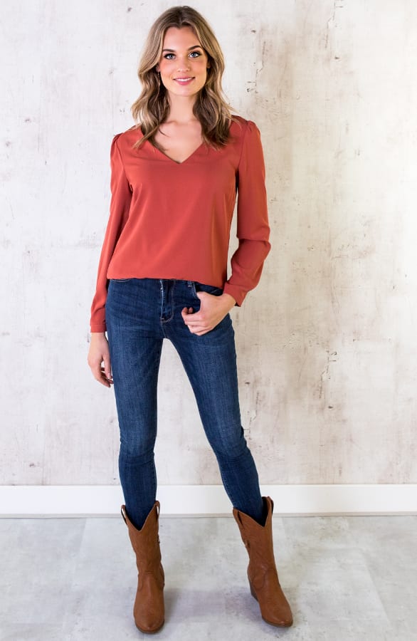 Blouse Kant V Terracotta – shoparchief, foto 5