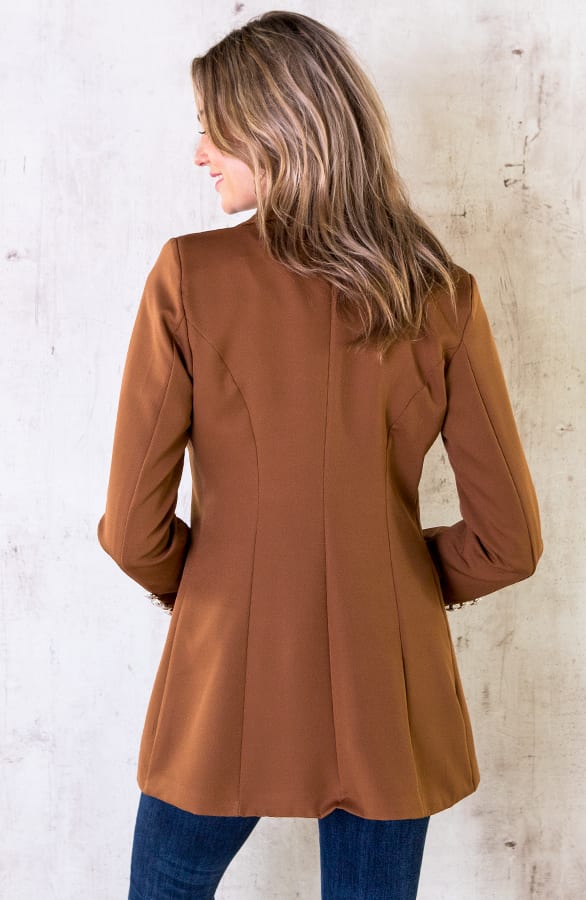 Button Blazer Dames Cognac – shoparchief, foto 4