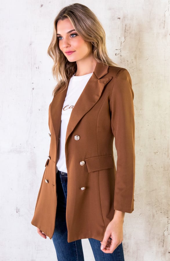 Button Blazer Dames Cognac – shoparchief, foto 2