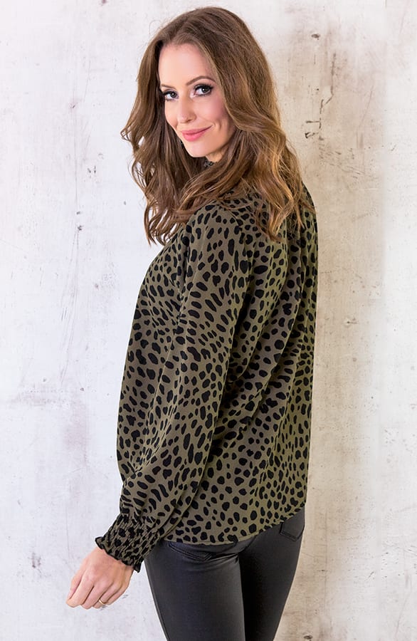 Cheetah Col Blouse Legergroen – shoparchief, foto 3