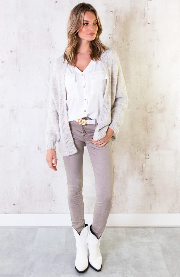 Gebreid Oversized Vest Creme – shoparchief, foto 5