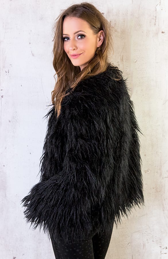 Fake fur Jas Exclusive Zwart – shoparchief, foto 4