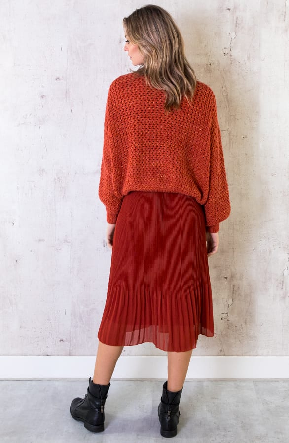 Plisse Jurk Met Strik Terracotta – shoparchief, foto 7