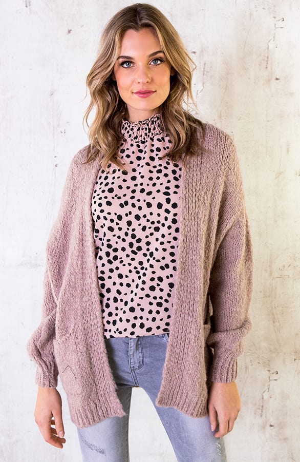 Gebreid Oversized Vest Roze – shoparchief, foto 3