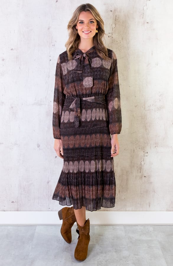 Maxi Print Jurk Bruin – shoparchief, foto 2