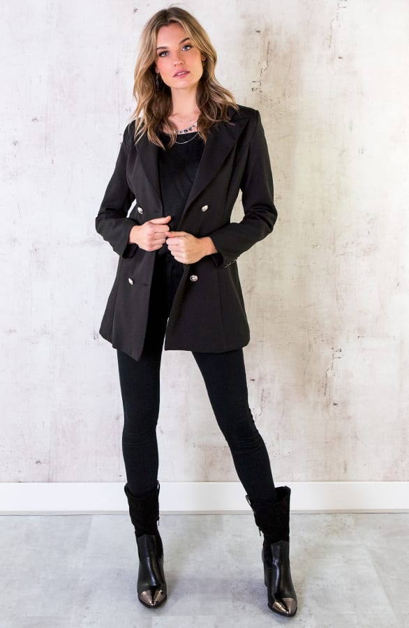 Button Blazer Dames Zwart – shoparchief, foto 3