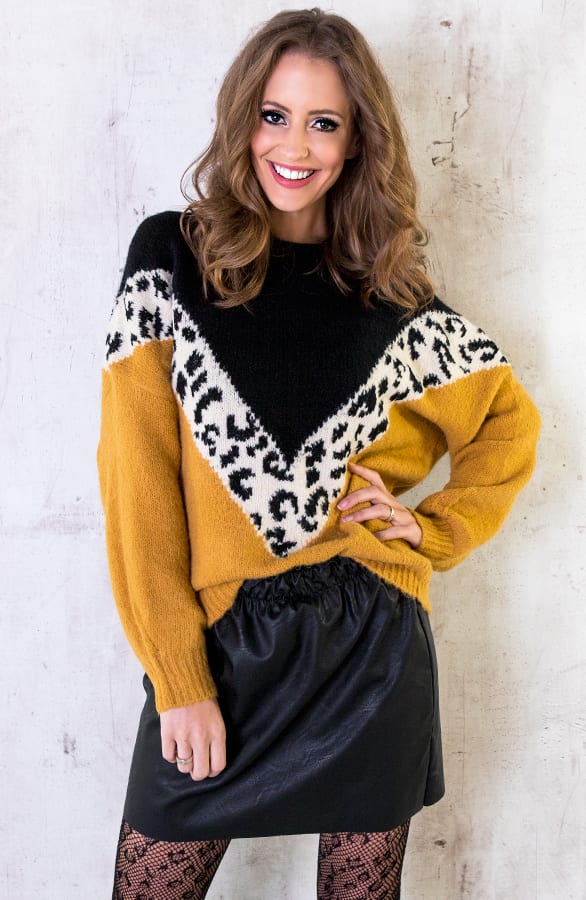 Oversized Trui Panter Okergeel – shoparchief, foto 3
