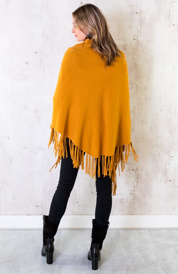 Poncho Sjaal Fringe Okergeel – shoparchief, foto 3